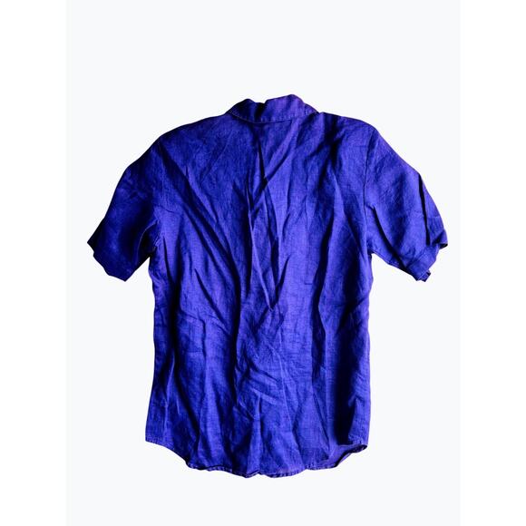 Jordan Women's Button Up Embroidered Blouse 100% Linen Purple Size Small - Picture 7 of 7